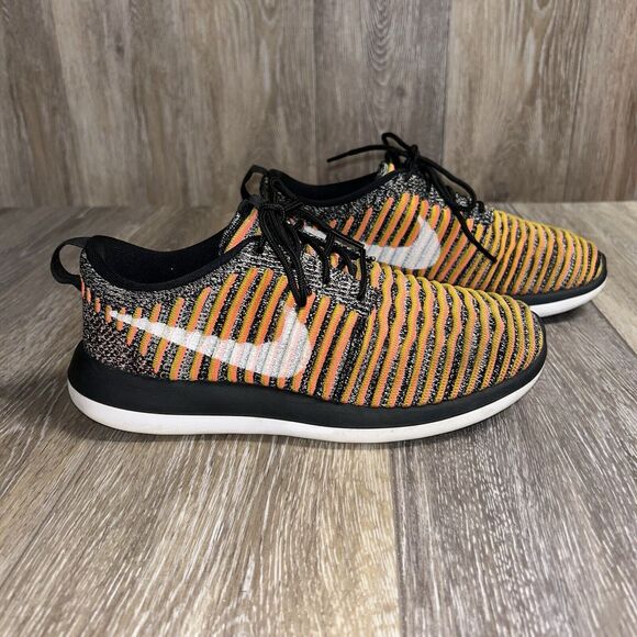 Nike Womens US Size 6.5 Roshe Two Flyknit 844929-005 Black Orange Sneaker Shoes - Picture 1 of 11